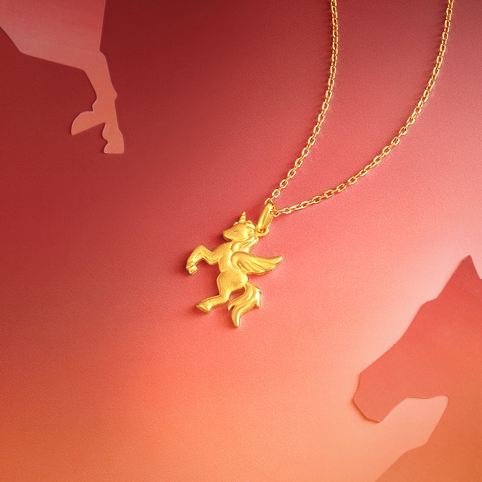 "Year of the Horse" 24K Gold Pendant Horse 2-2.3g A0415546