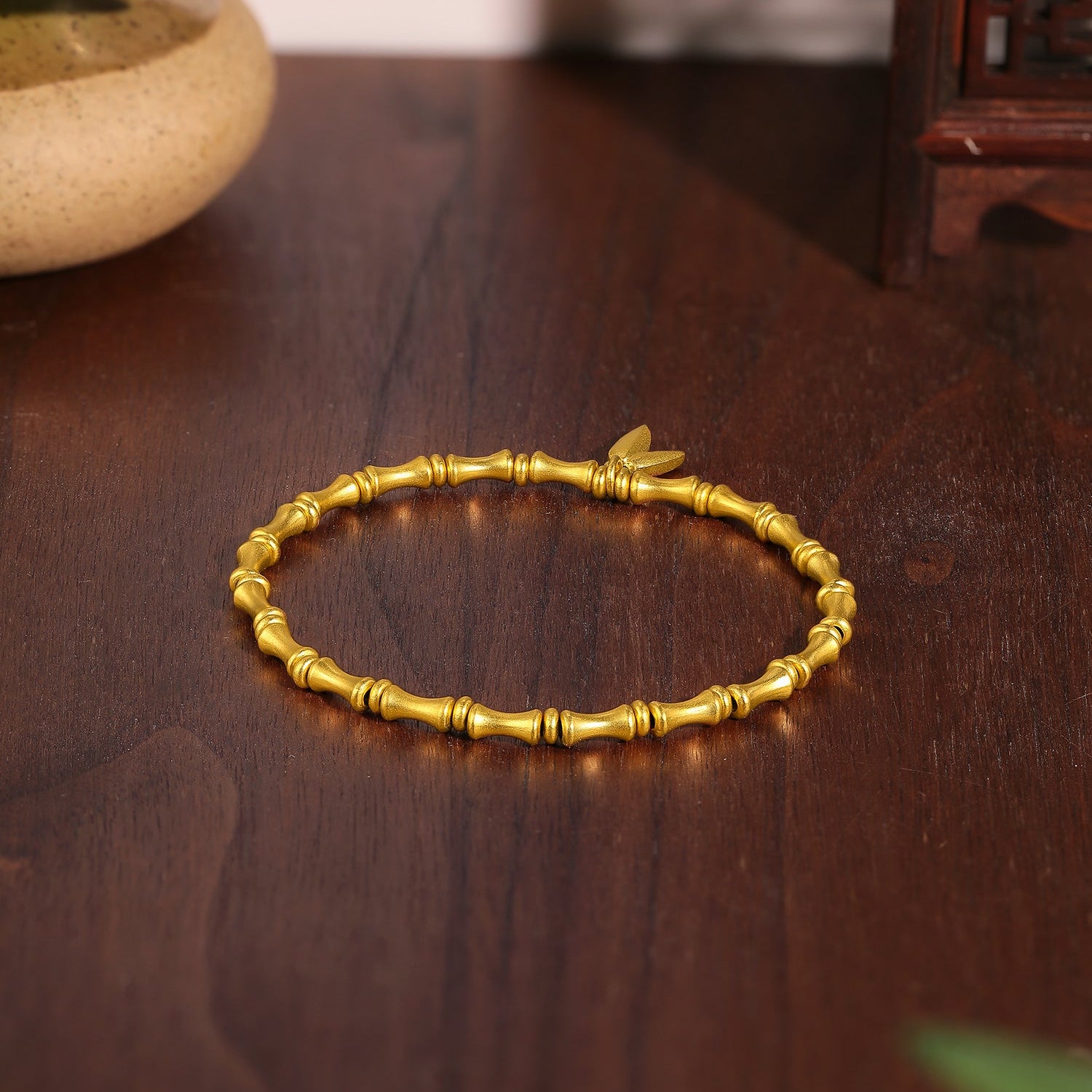 Antiquity Gold' 999.9 24K Gold Beaded Bracelet Bamboo 11.5-12.5g A1911403