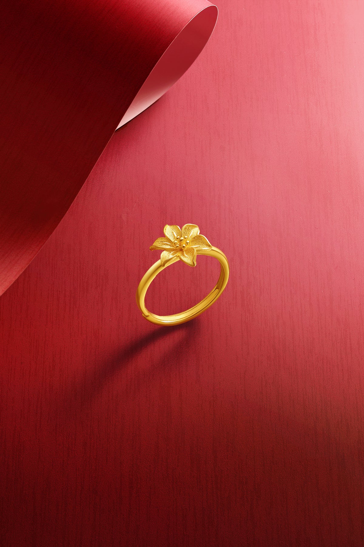 "Princess Wedding" 999 24K Gold Ring Flower 3.52-3.82g A0222059