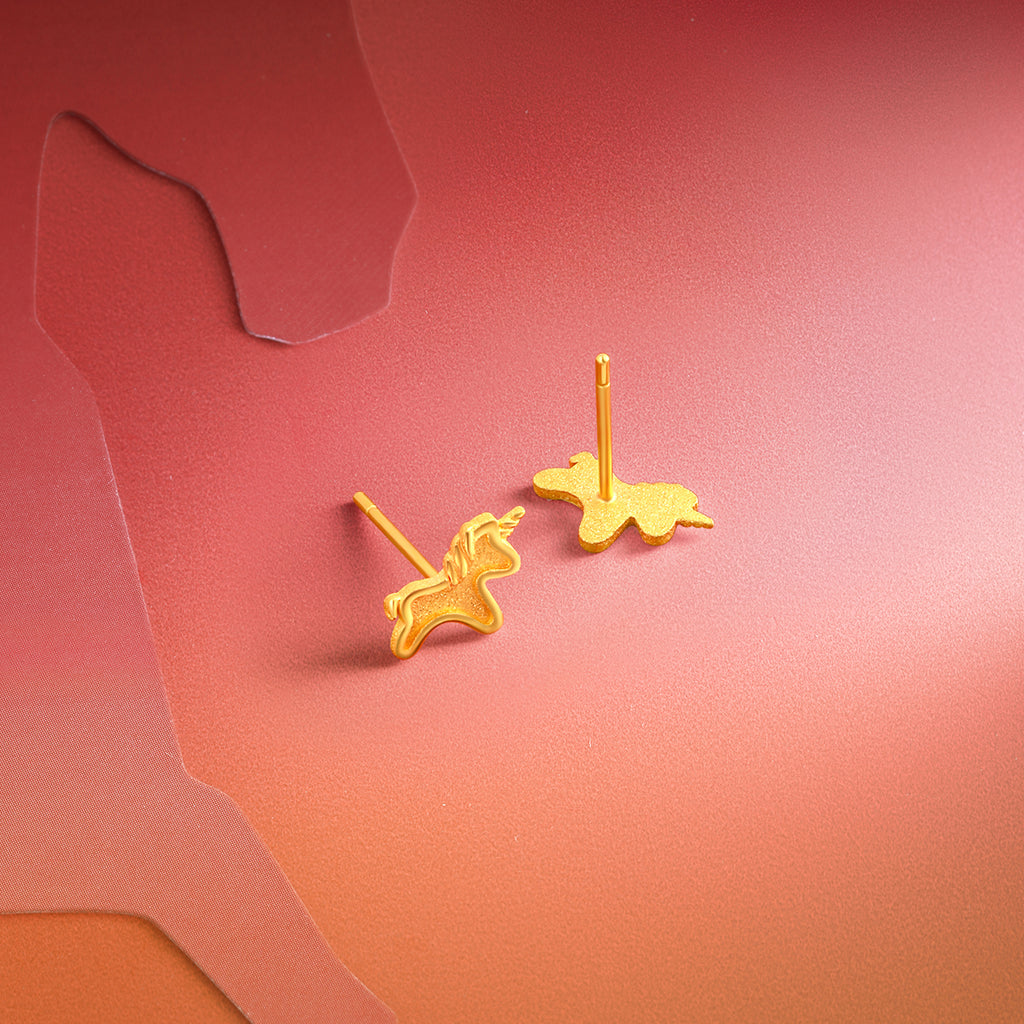 'Year of the Horse' 24K Gold Stud Earrings Horse 1.45-1.75g A0915548