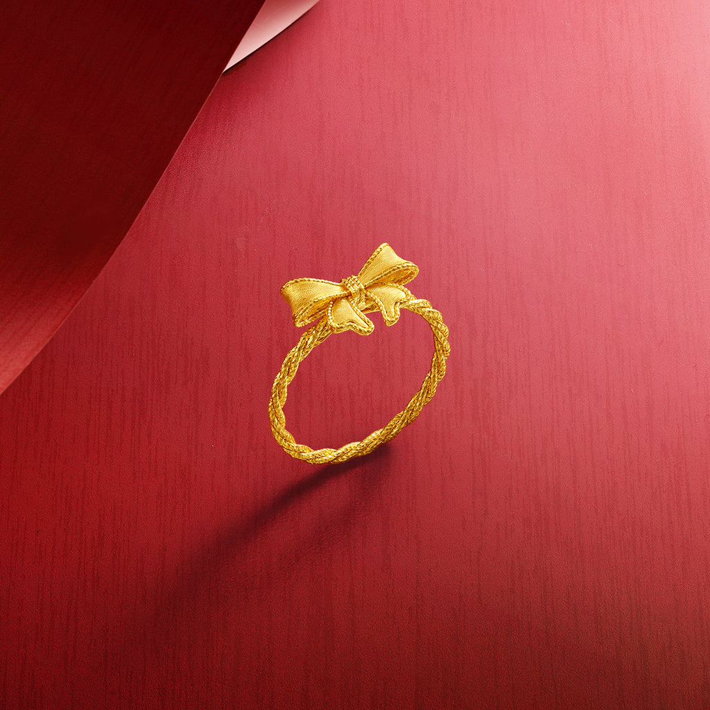 "Princess Wedding" 24K Gold Ring Bow 1.82-3.92g A0122043