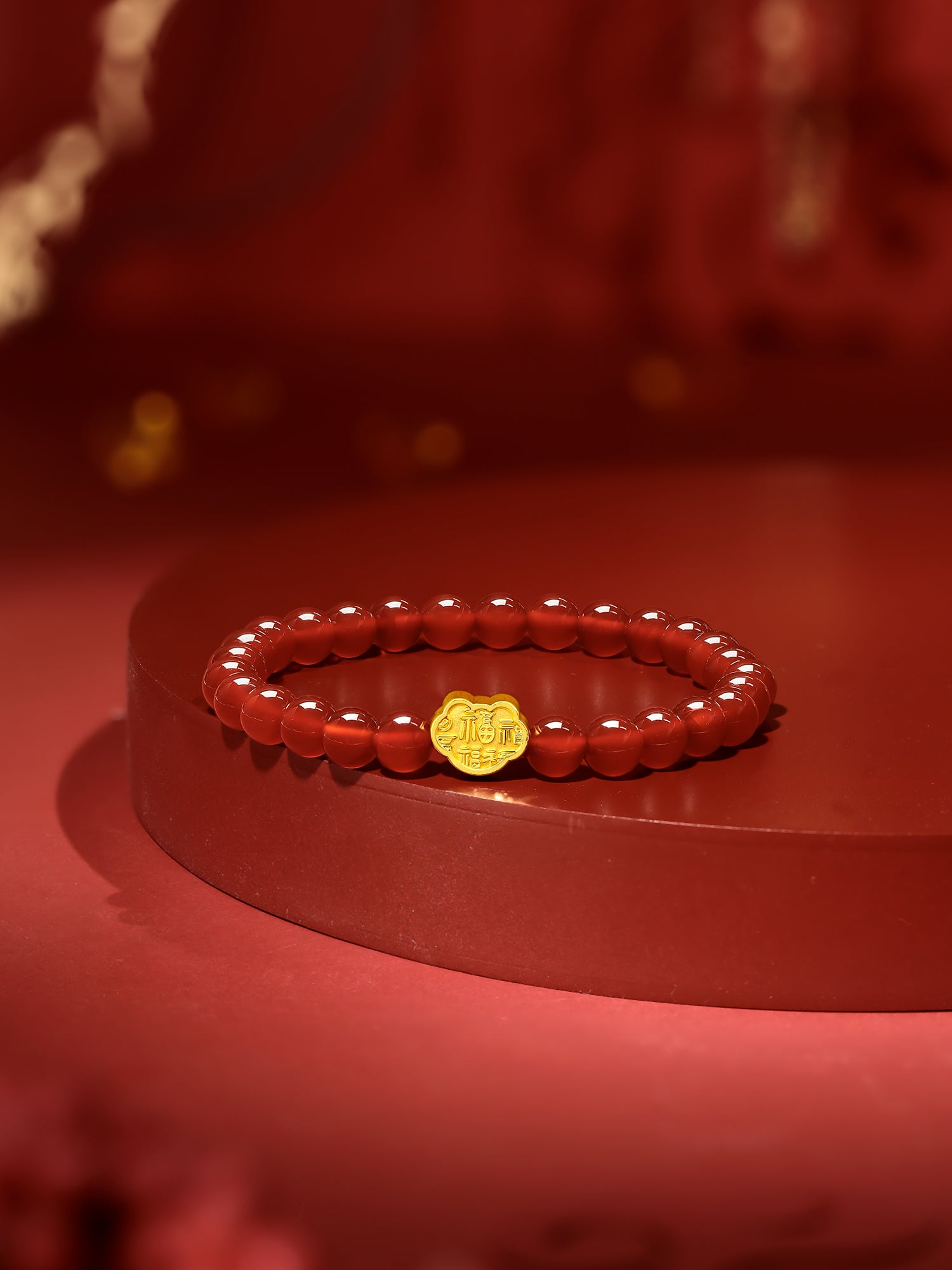 24K Gold Beaded Bracelet Agate 6-6.5mm Ruyi 0.35-0.5g A1911294