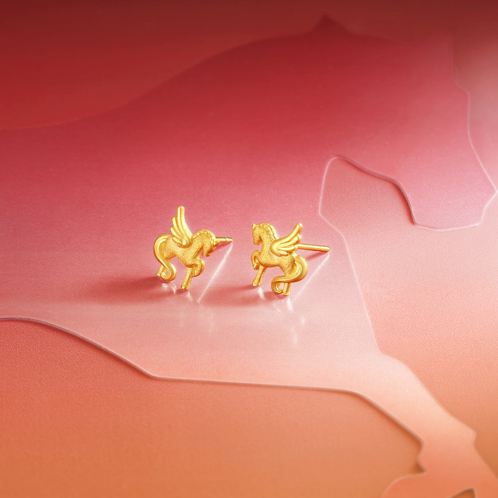 'Year of the Horse' 24K Gold Stud Earrings Horse 2.1-2.3g A0915547
