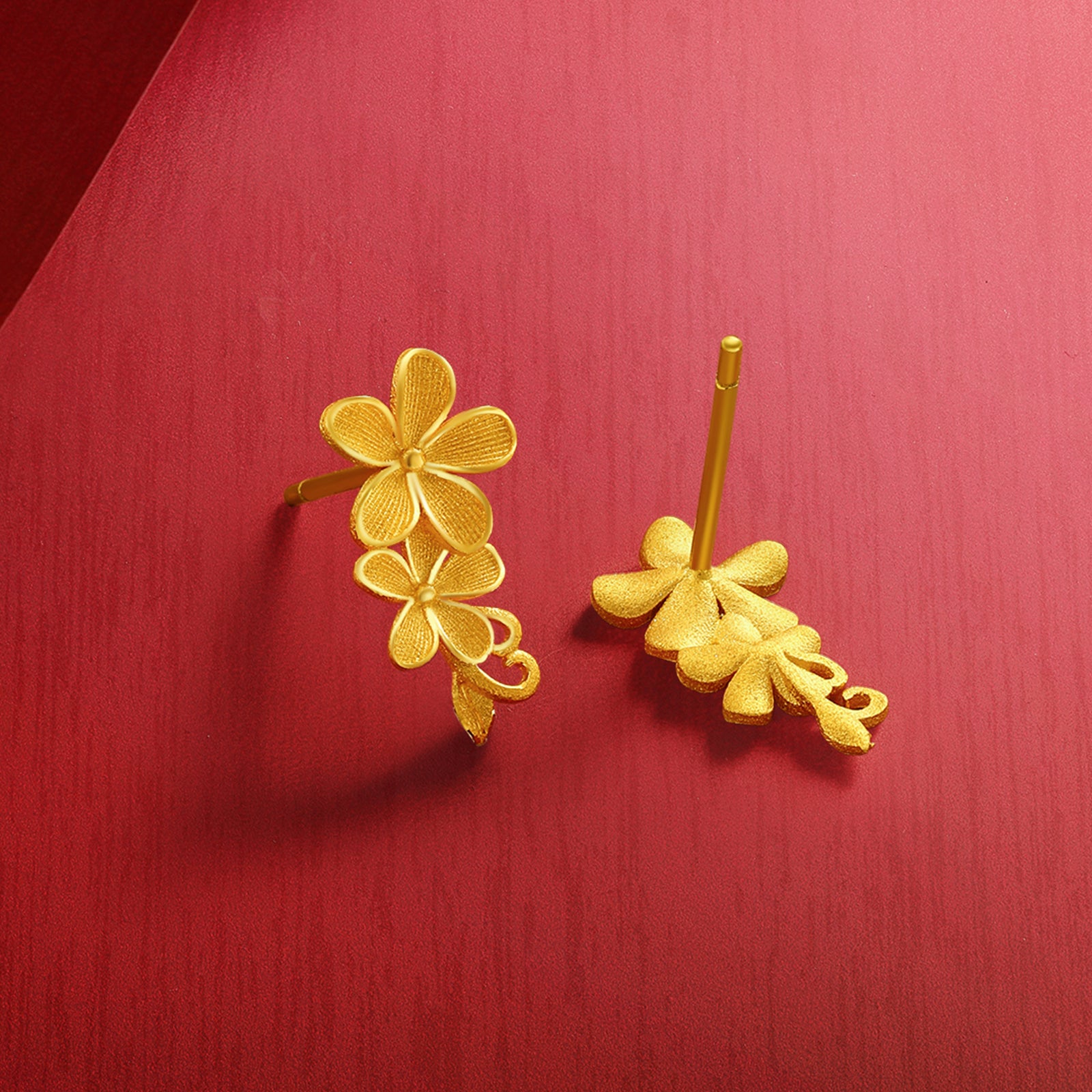 "Princess Wedding" 999 24K Gold Earrings Flower 1.8-2.3g A0922106
