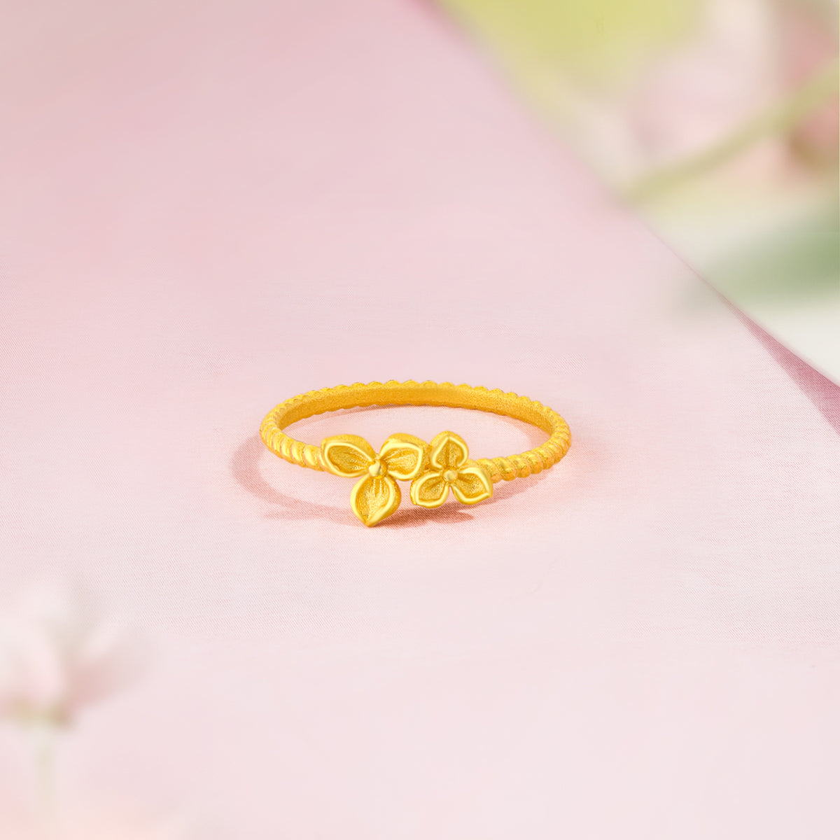 “Dream in the Garden” 999 24K Gold Ring Flower 1.5-2.8g A0115131