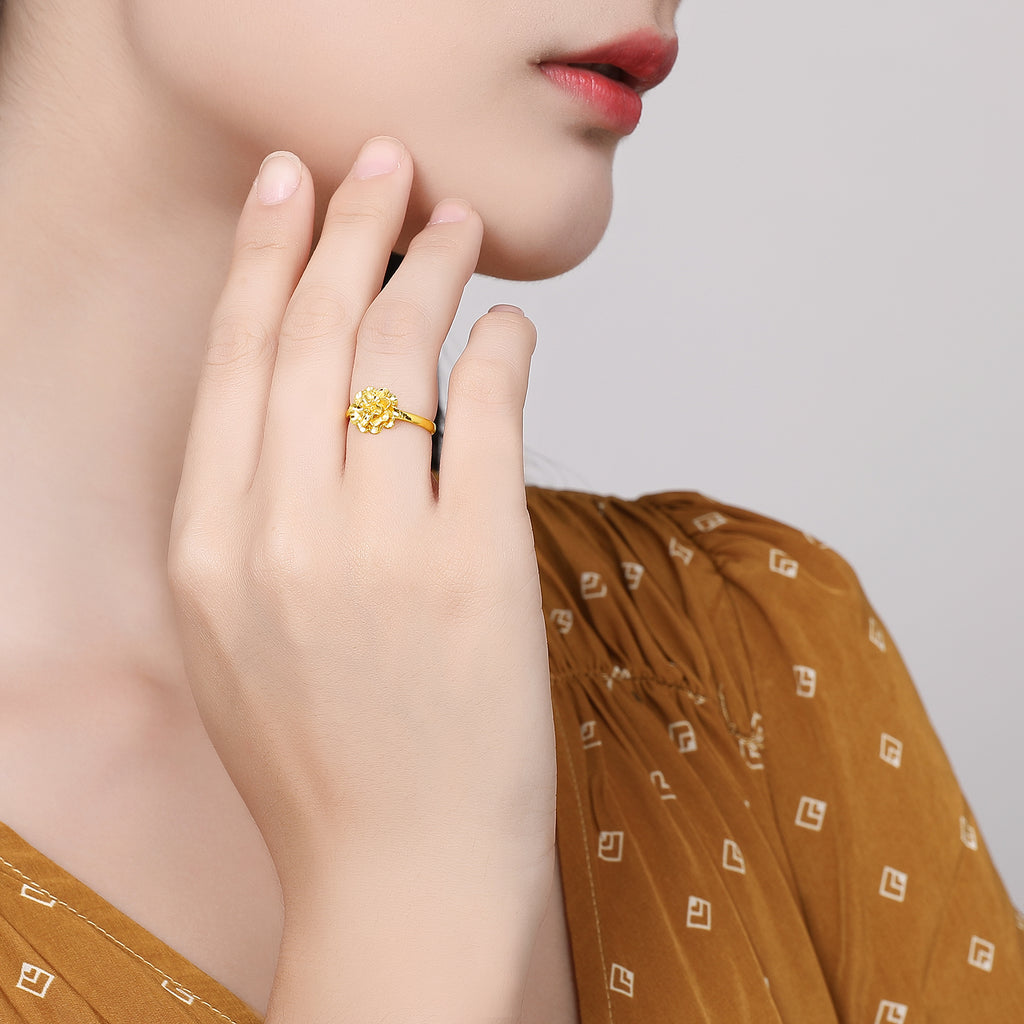 999 24K Gold Ring Flower 2.6-3g AA017509