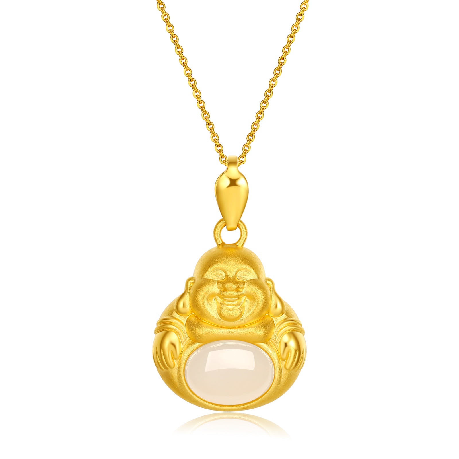 24K Gold Pendant Heitian Jade 1.1-1.3g Maitreya Buddha Y048359