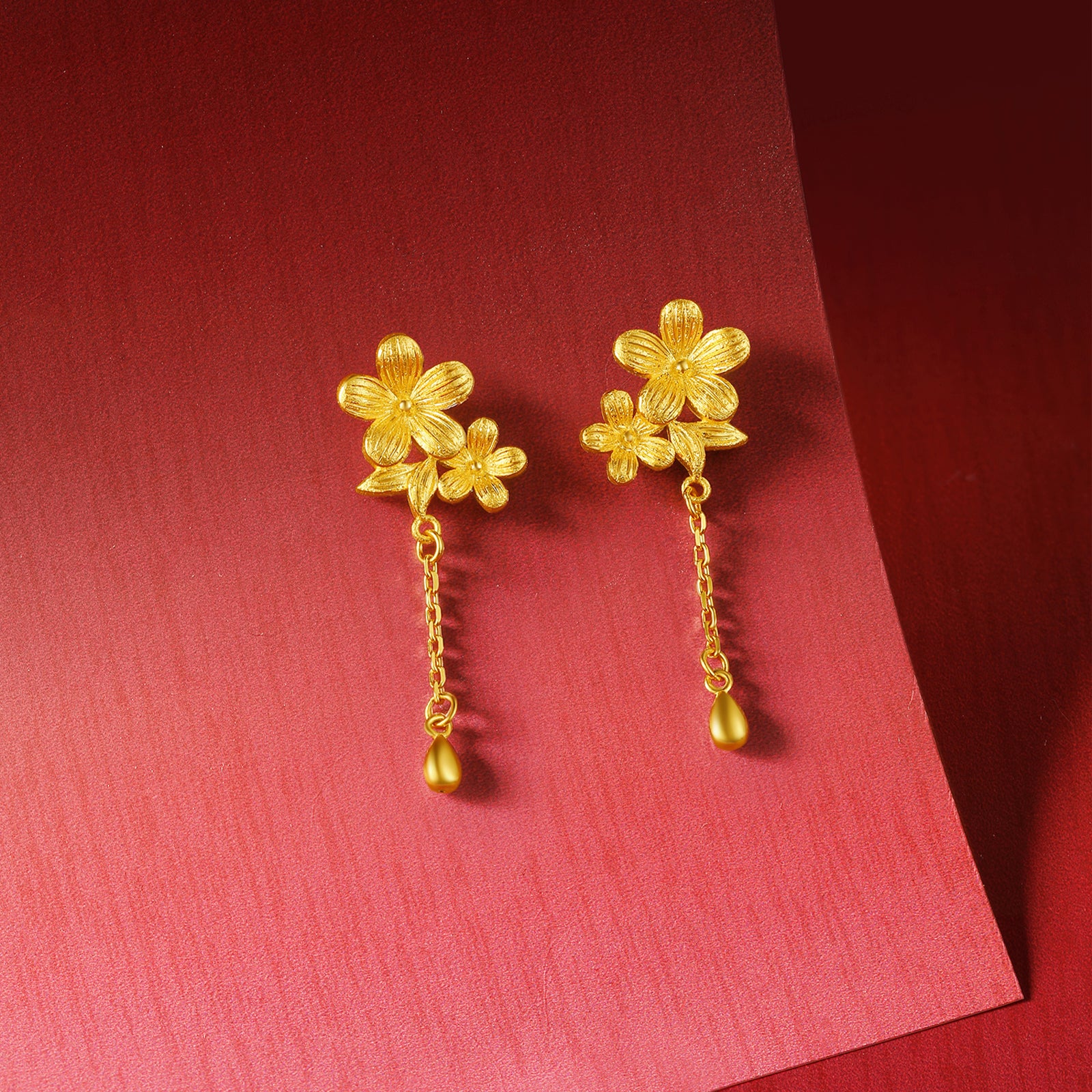 「公主婚禮」24K 黃金耳環 花朵 3.49-3.89克 A0922058