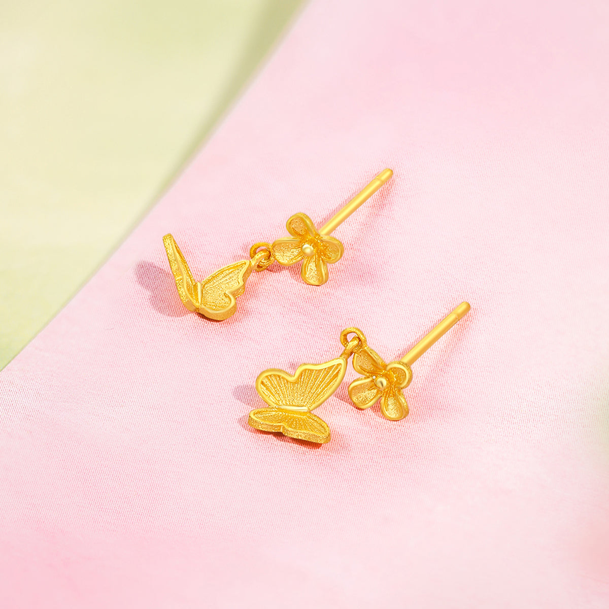 “Dream in the Garden” 24K Gold Earrings Flower 1.45-1.65g A0914969