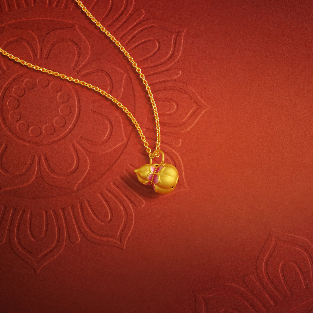 "Jiuhua Mountain" 24K Gold Pendant Gourd A0415257