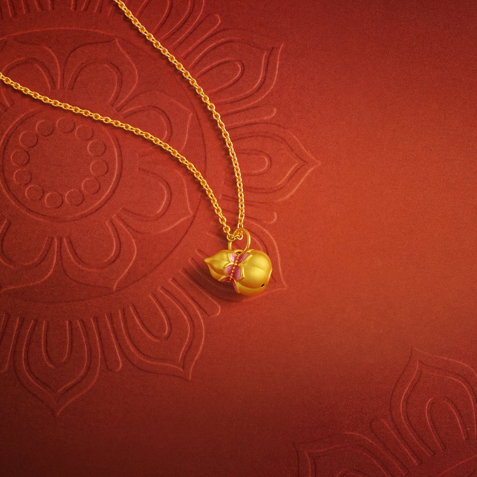 "Jiuhua Mountain" 24K Gold Pendant Gourd A0415257