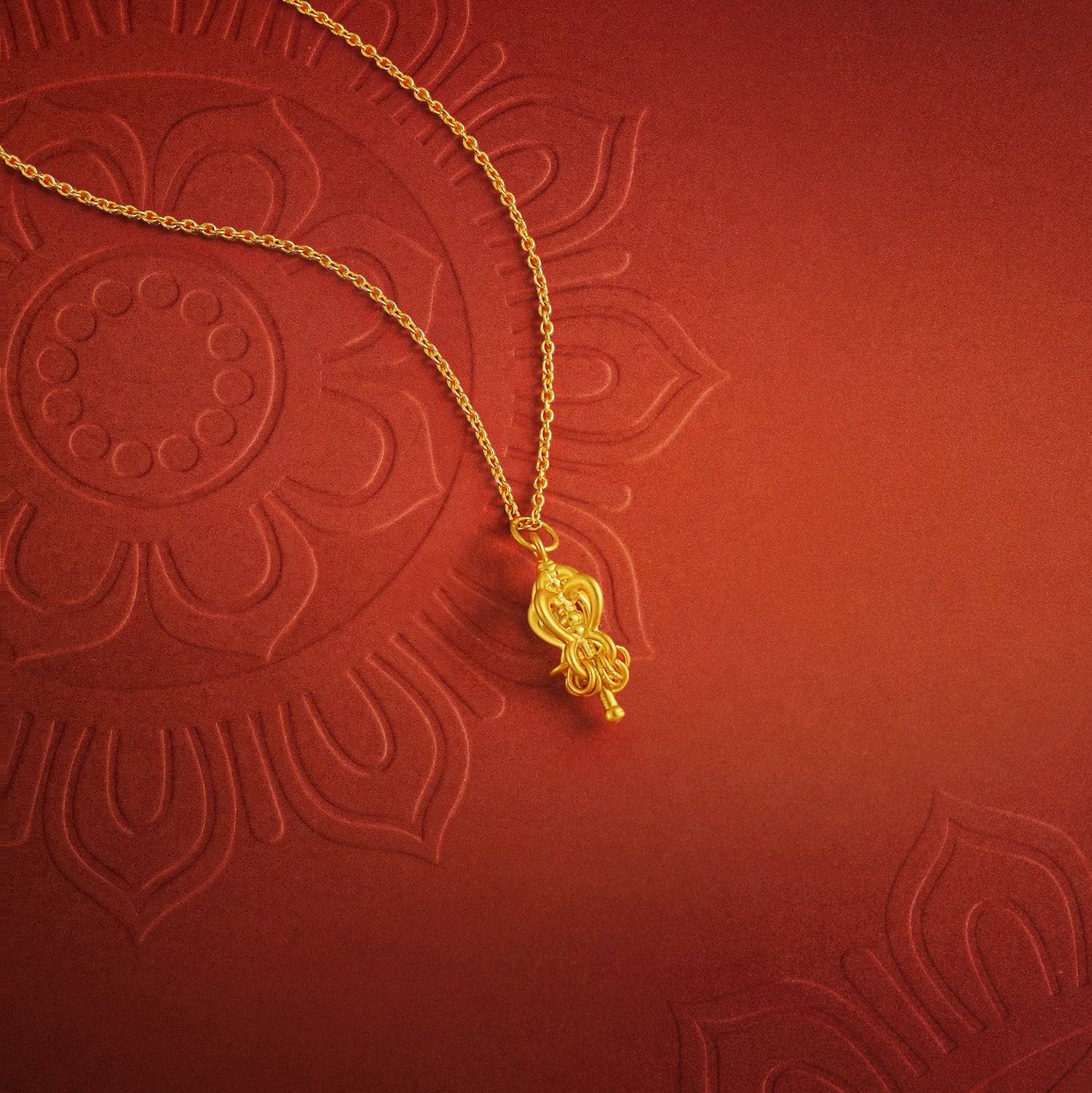 'Jiuhua Mountain' 24K Gold Pendant Vajra A0415254