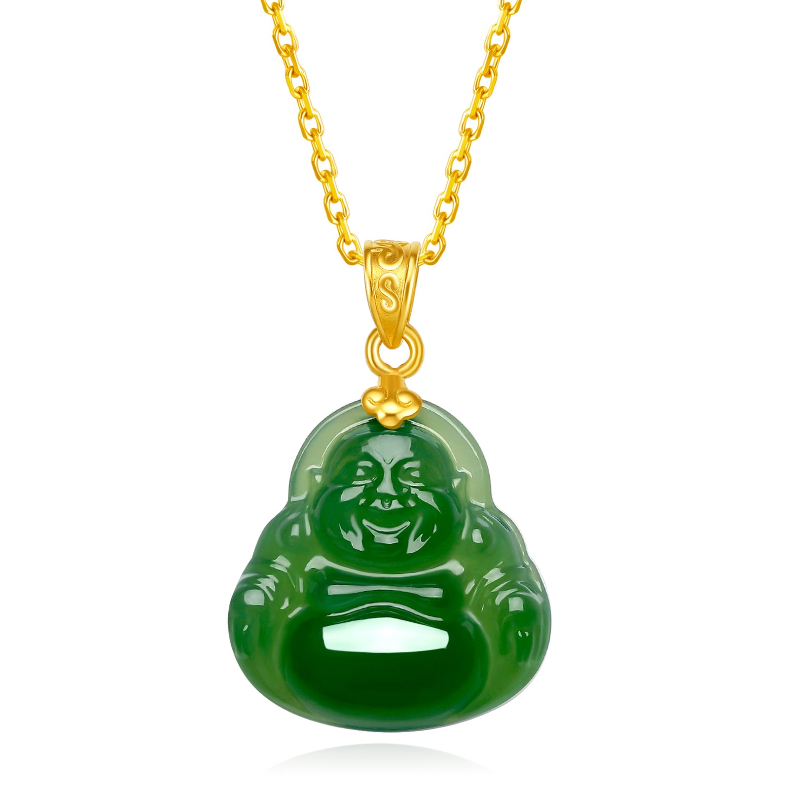 999.9 24K Gold Pendant Heitian Jade 0.35-0.55g Maitreya Buddha AAYB046936