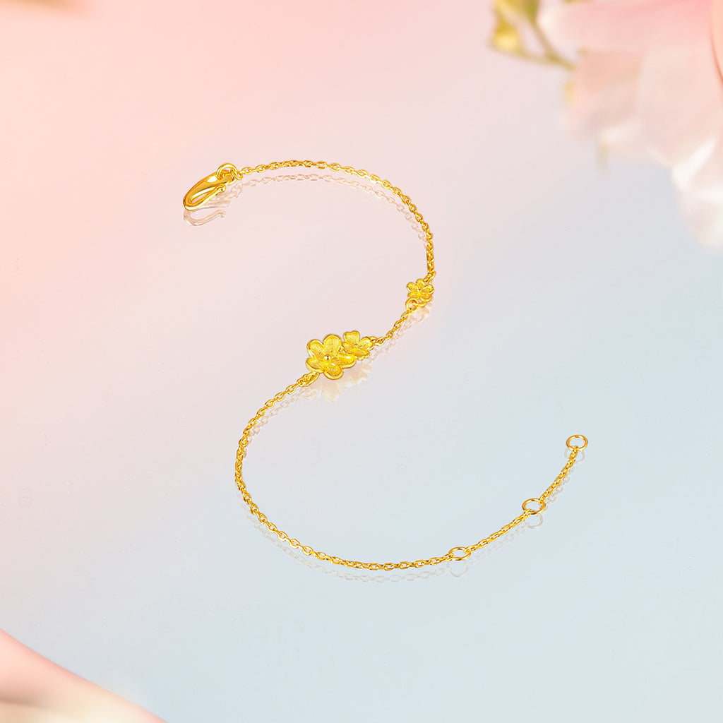 999 24K Gold Chain Bracelet Flower 2.33-2.63g A0712985