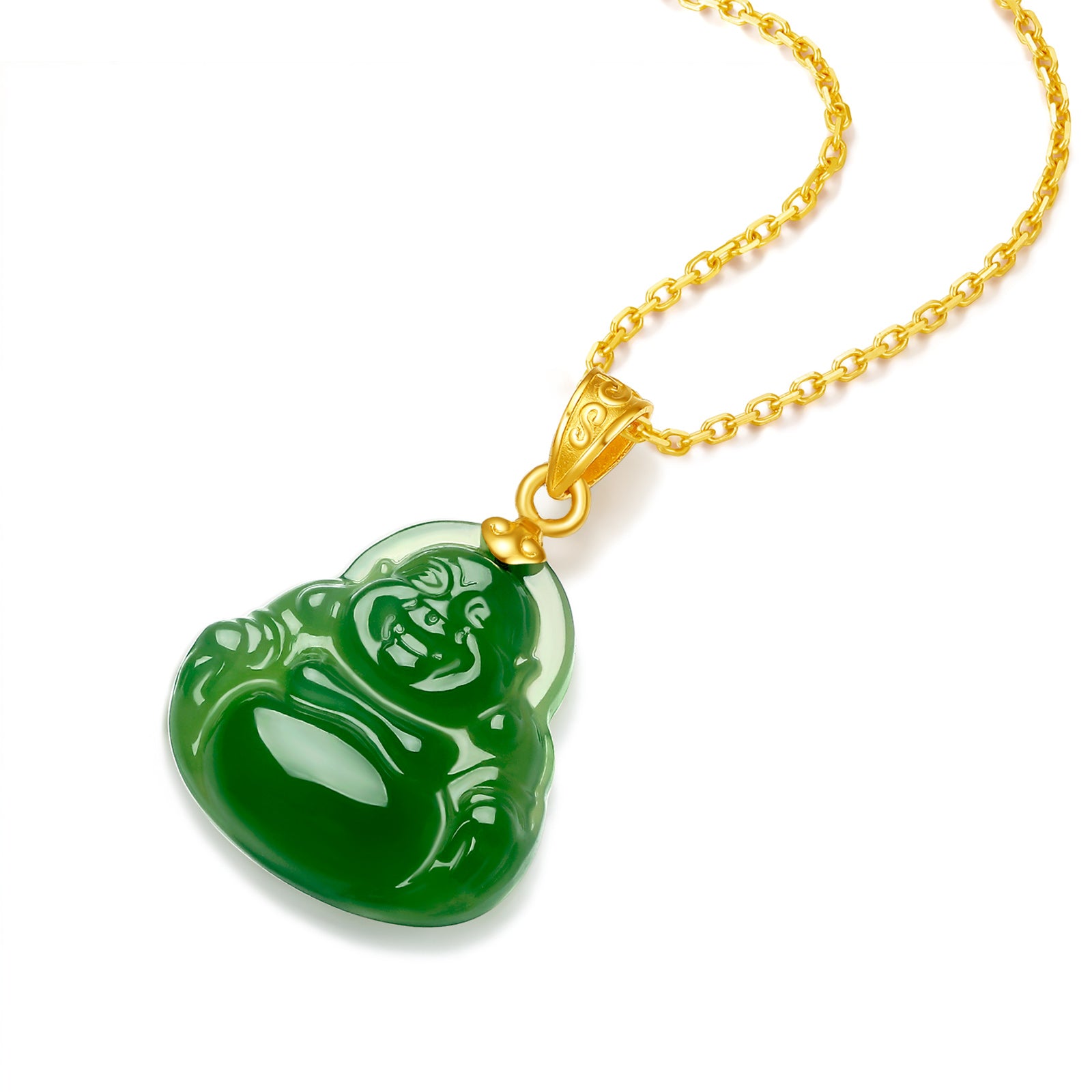 999.9 24K Gold Pendant Heitian Jade 0.35-0.55g Maitreya Buddha AAYB046936