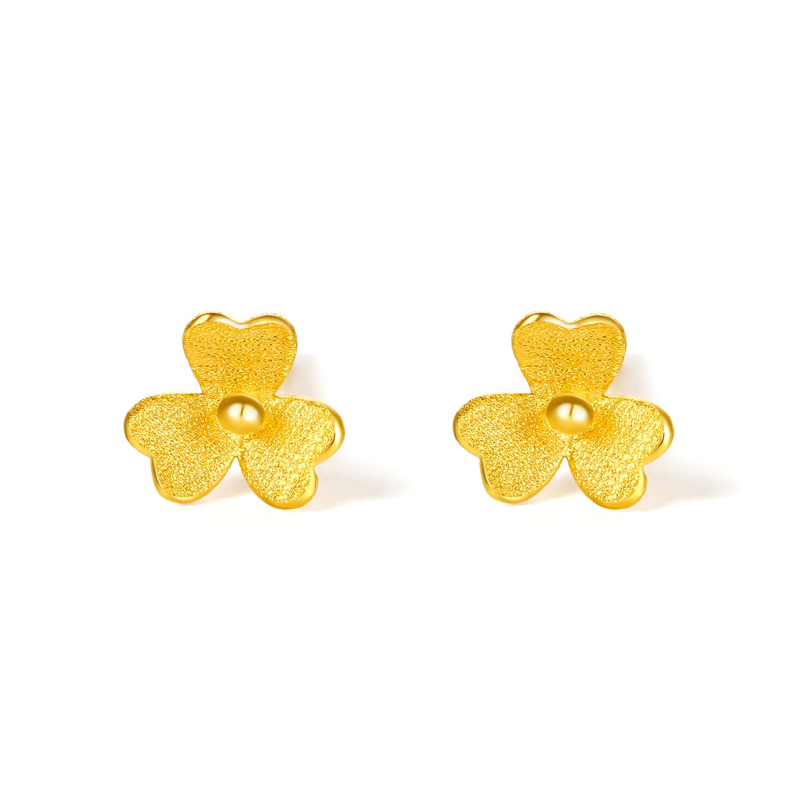 999.9 24K Gold Earrings Clover 0.5-0.7g AC090379