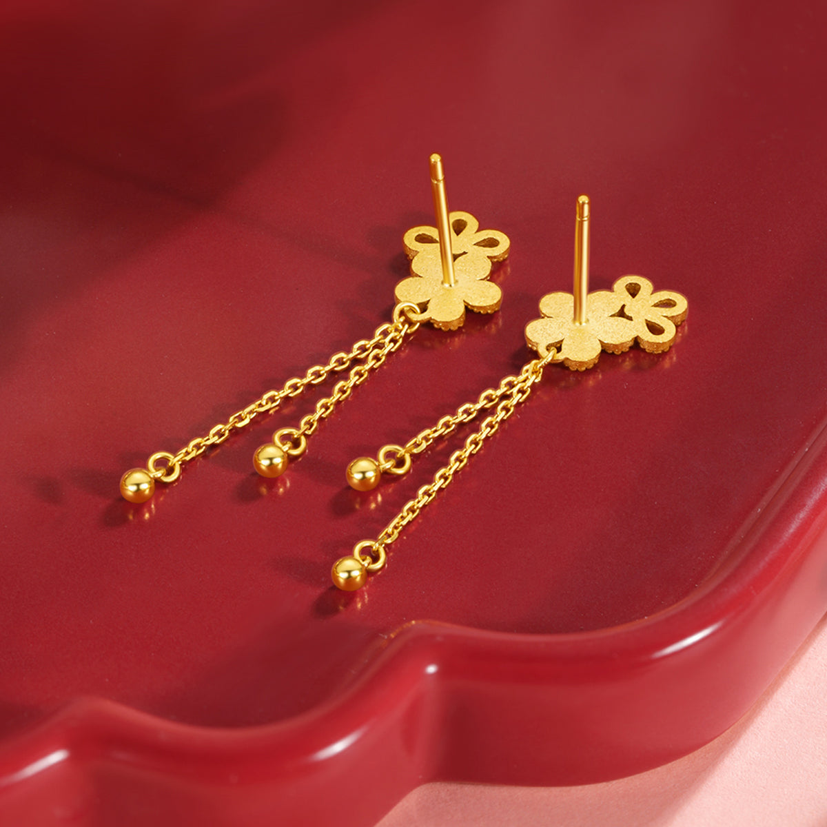 999 24K Gold Earrings Flower 3.4-3.8g A0912528