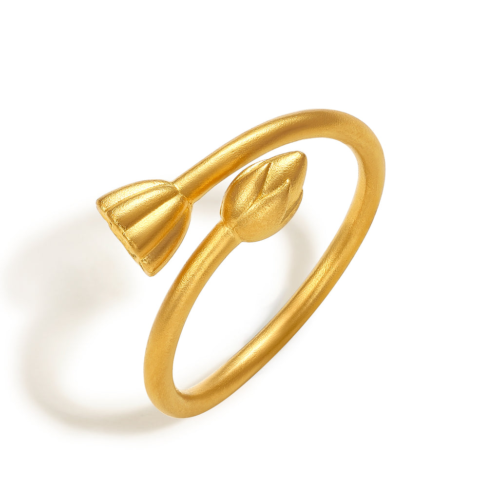 'Antiquity Gold' 999.9 24K Gold Ring Lotus 4.2-4.8g A019369