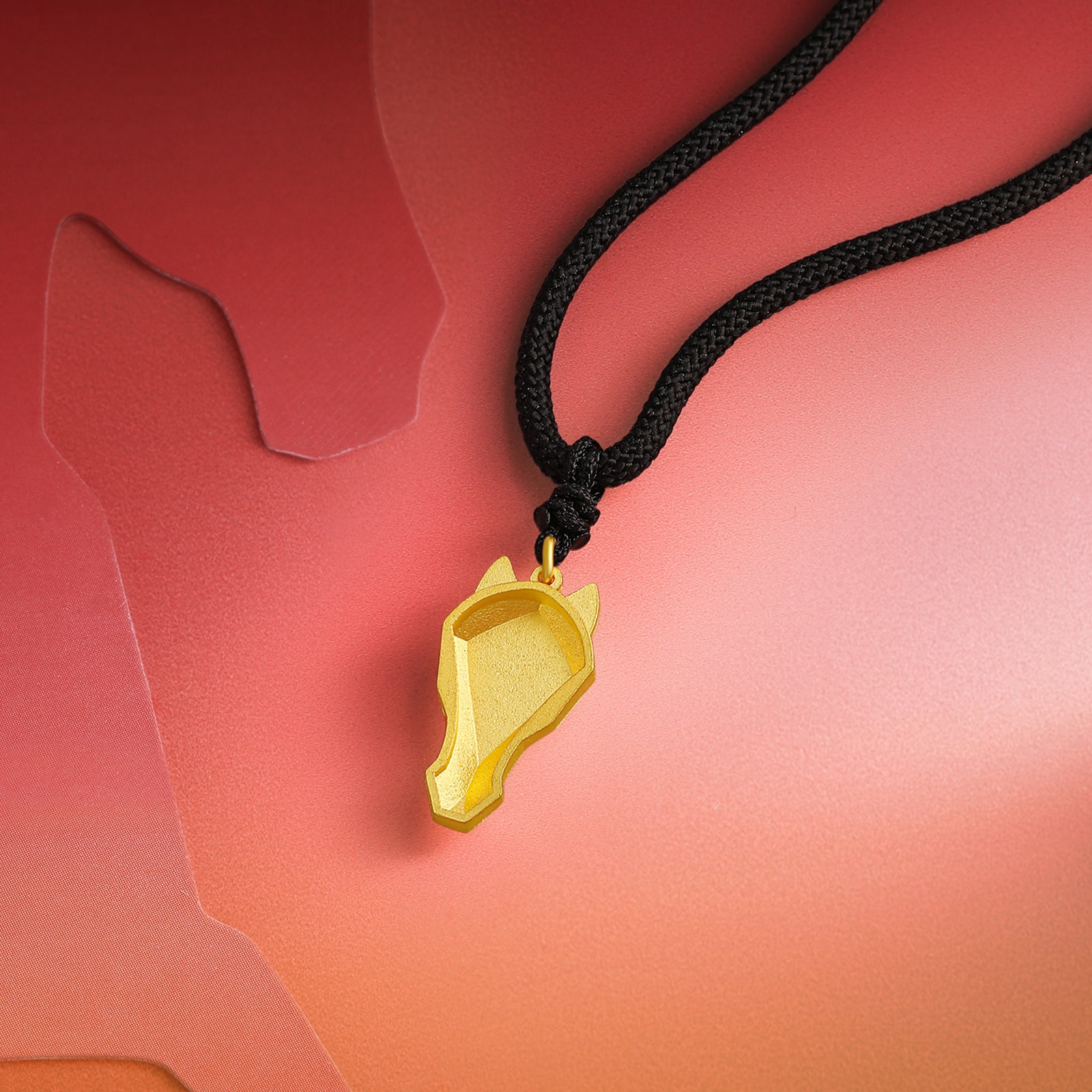 'Year of the Horse' 999.9 24K Gold Pendant Necklace Horsehead 2.71-3.01g 65cm-75cm A0420947