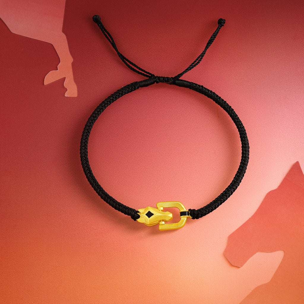 'Year of the Horse'  999.9 24K Gold String Bracelet Horsehead 2.18-2.48g 17cm-23cm A1720949