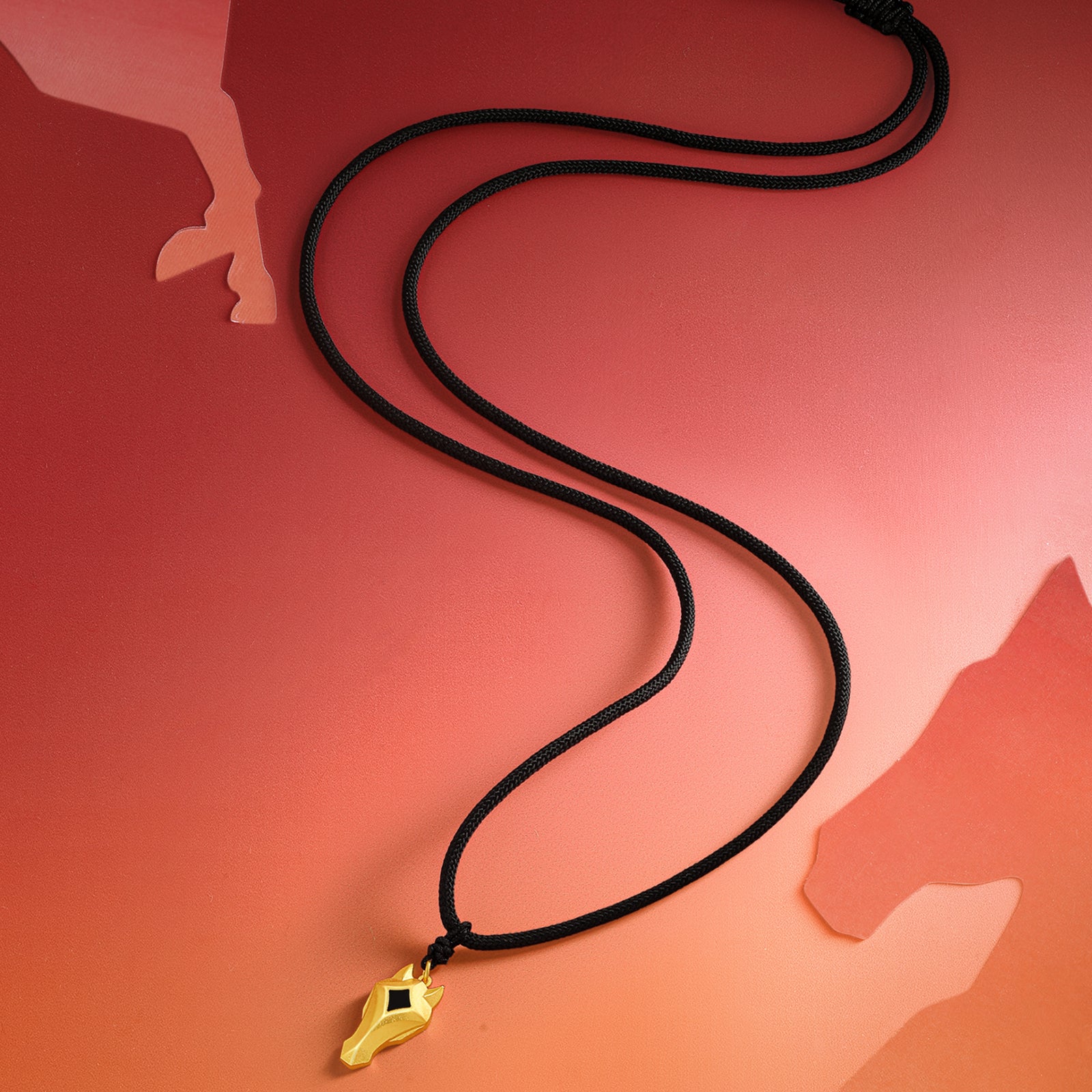 'Year of the Horse' 999.9 24K Gold Pendant Necklace Horsehead 2.71-3.01g 65cm-75cm A0420947