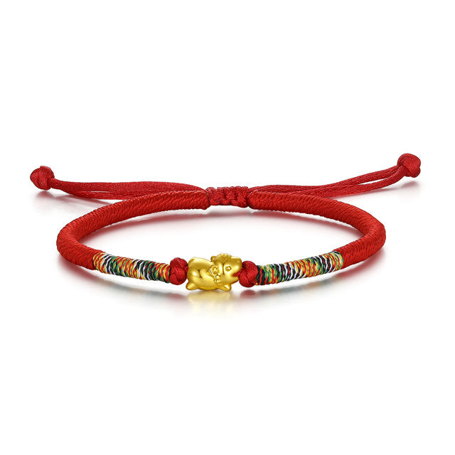 "Chinese Zodiac" 24K Gold String Bracelet Chinese Zodiac 0.3-0.5g
