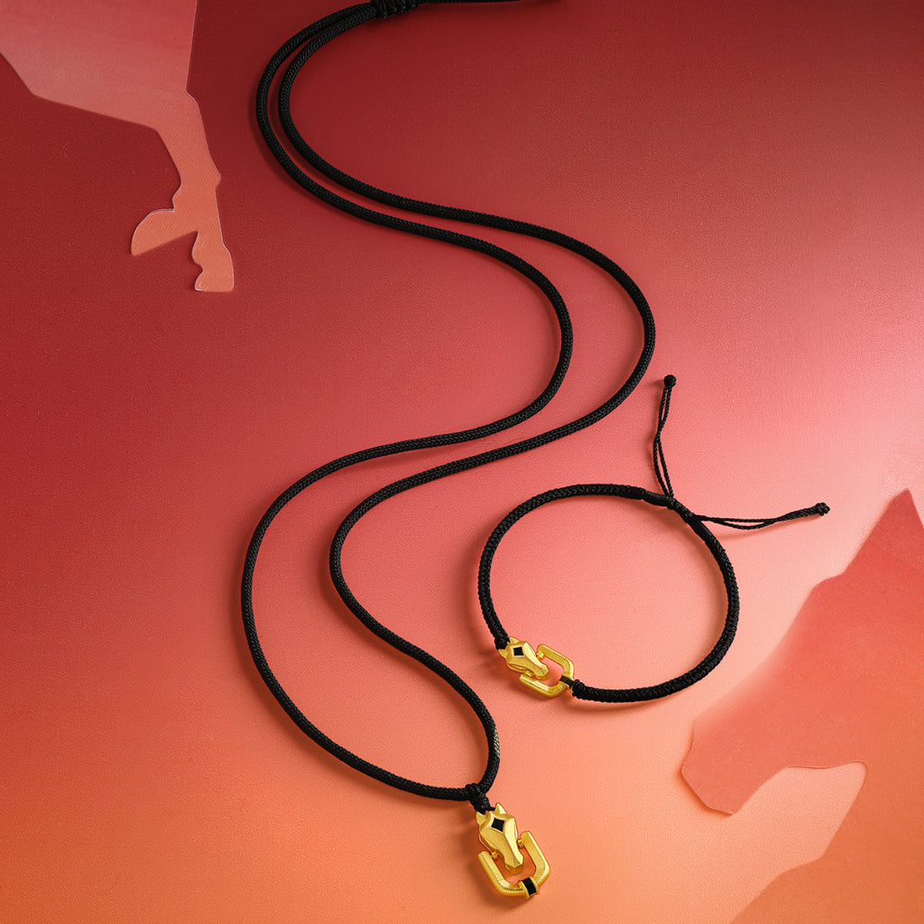 'Year of the Horse' 999.9 24K Gold Pendant Necklace Horsehead 3.89-4.19g 65cm-75cm A0420948