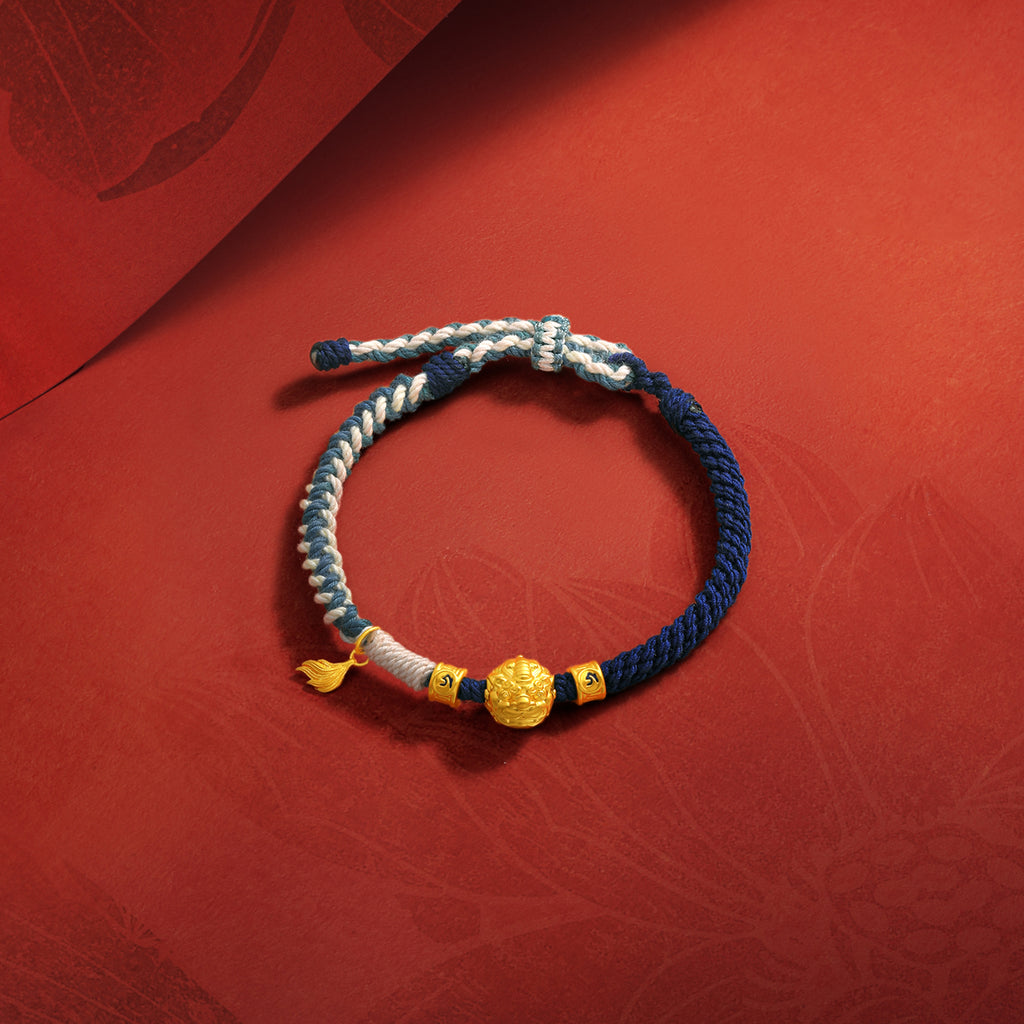"Jiuhua Mountain" 24K Gold String Bracelet Ksitigarbha's Mount Diting A1715506