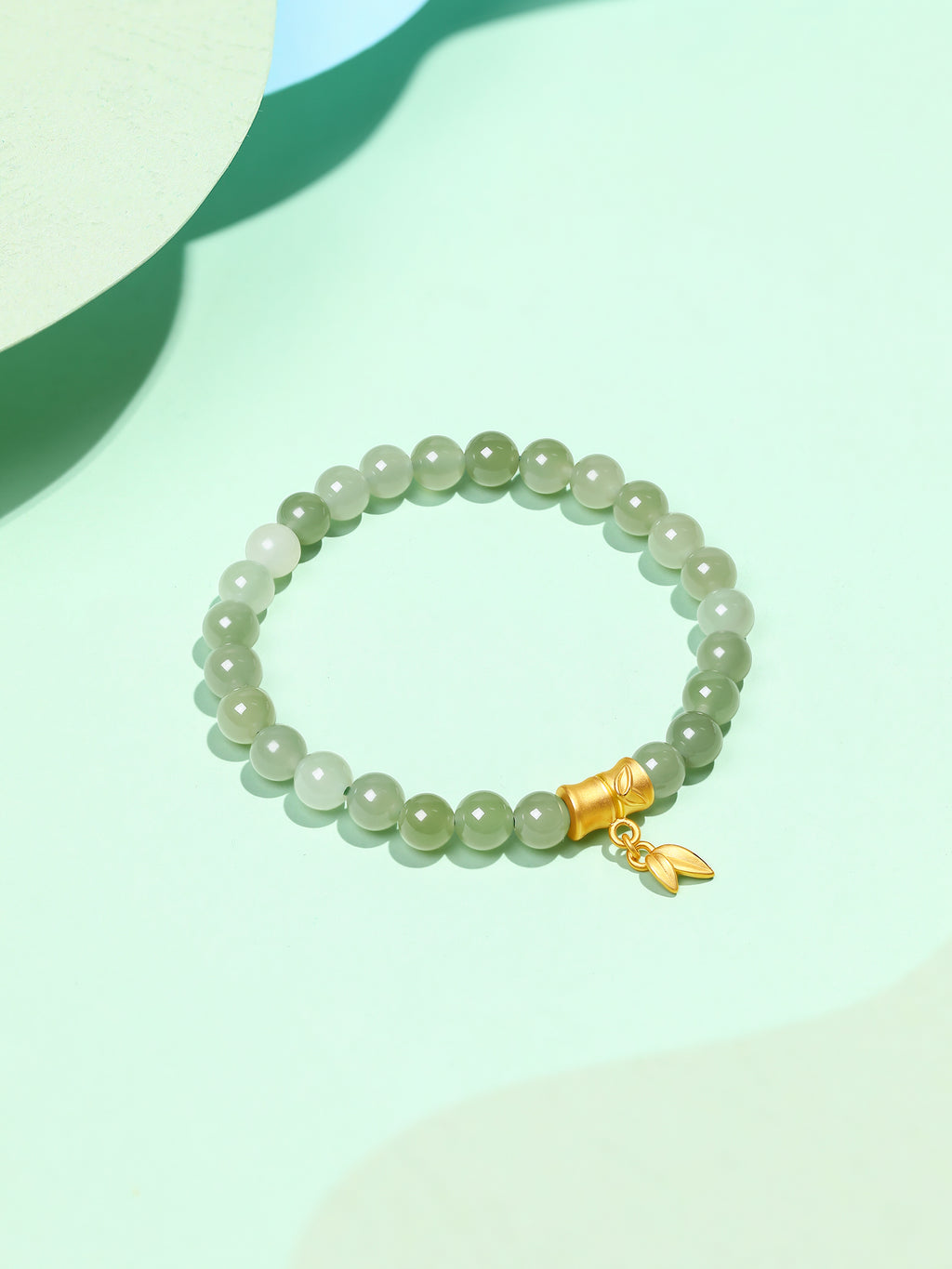 24K Gold Beaded Bracelet 5.7-6.2mm Bamboo 0.55-0.65g Y1910807