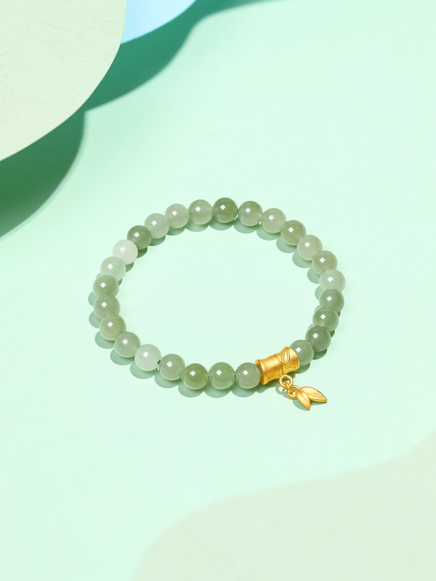 24K Gold Beaded Bracelet 5.7-6.2mm Bamboo 0.55-0.65g Y1910807
