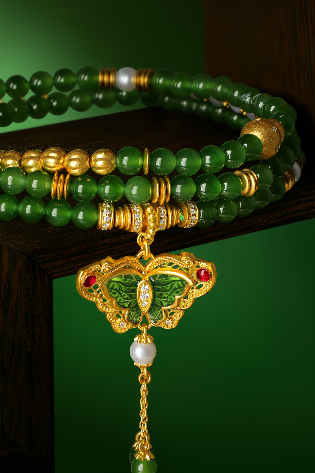 "Chinese Culture Collection - Dan Qing"999 24K Gold String Bracelet 3.8-4.3mm 0.0034ct Butterfly 15.3-19.3g Y1949940
