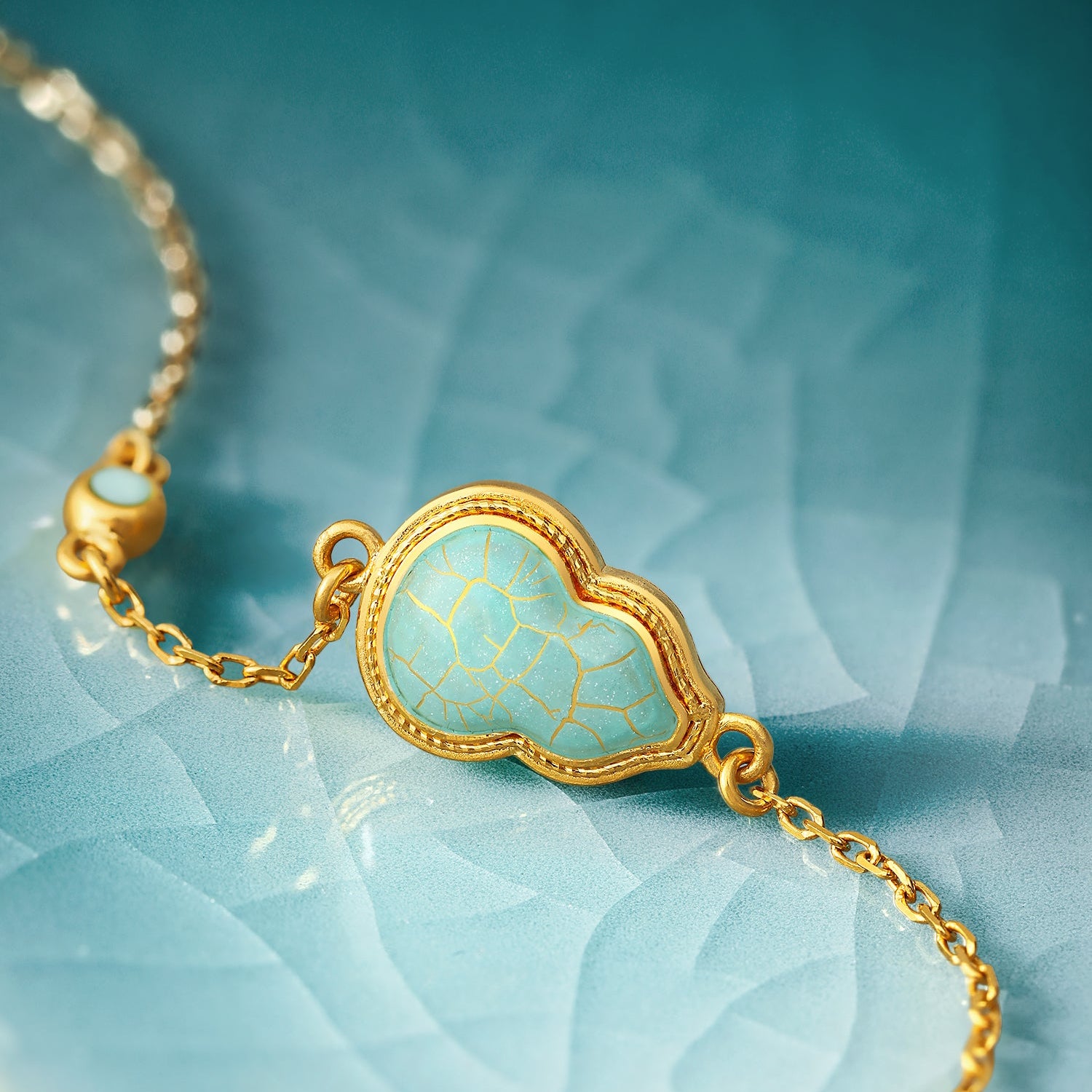"Chinese Culture Collection - Ru Ware" 24K Gold Chain Bracelet Gourd 1.65-3.65g A0750084