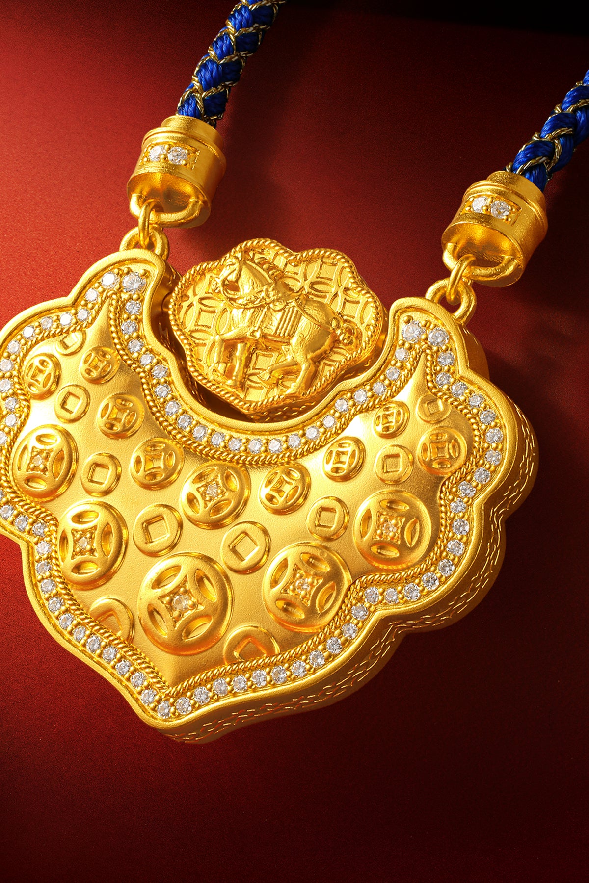 "Chinese Culture Collection - Dan Qing"999 24K Gold pendant 0.0038 ct 0.003ct Ruyi 32-37g W0449938