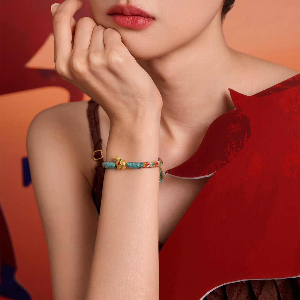 'Year of the Horse'  24K Gold String Bracelet Horse 0.5-0.8g 16cm-22cm A1715750