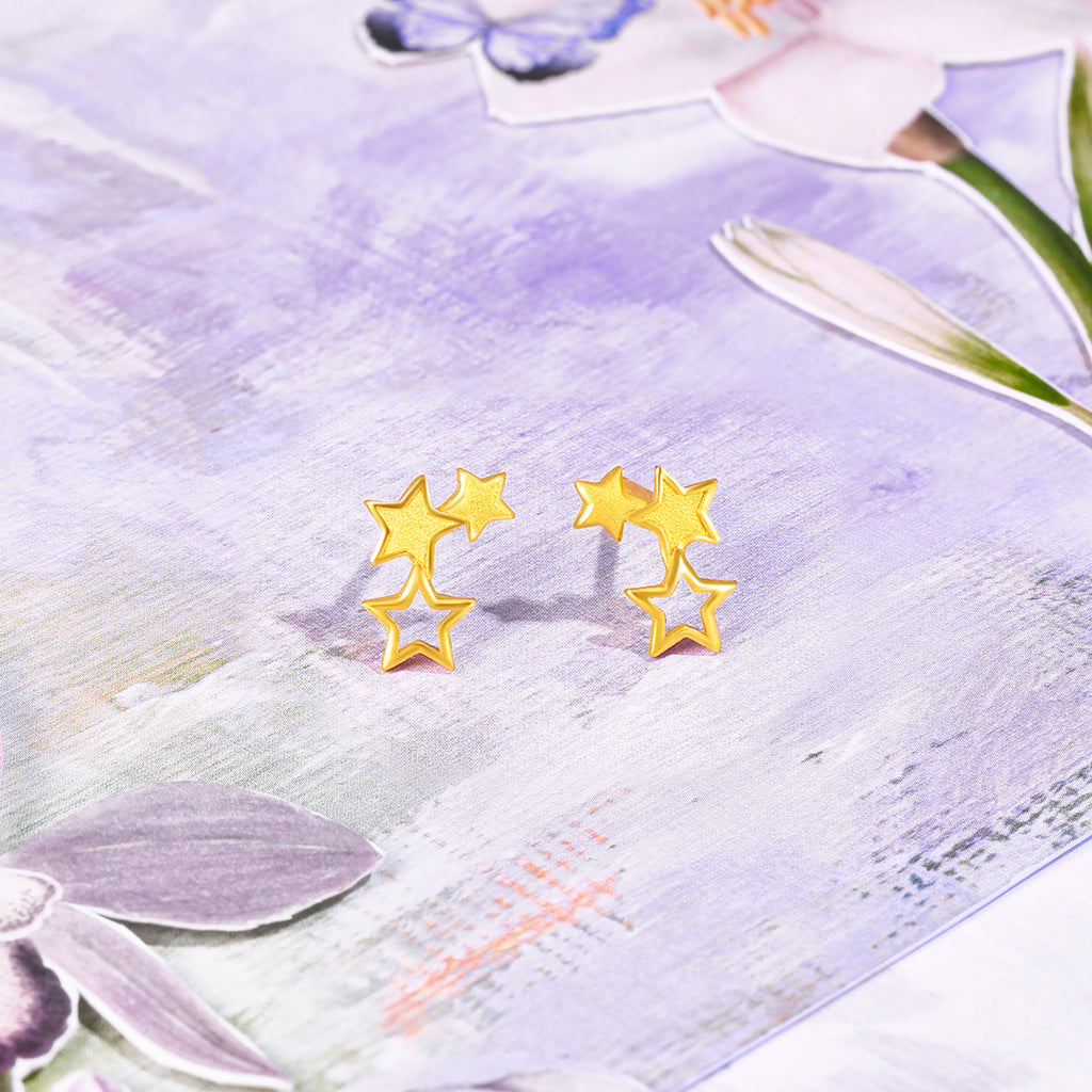 "Fantasy Forest" 999 24K Gold Earrings Star 1.3-1.6g A0913848