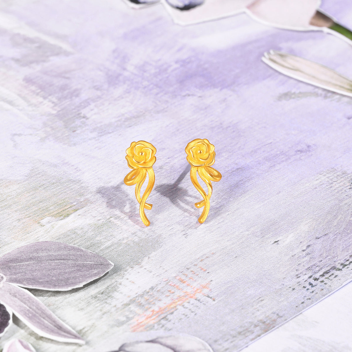 999 24K Gold Earrings Flower 2.5-2.8g A0913830