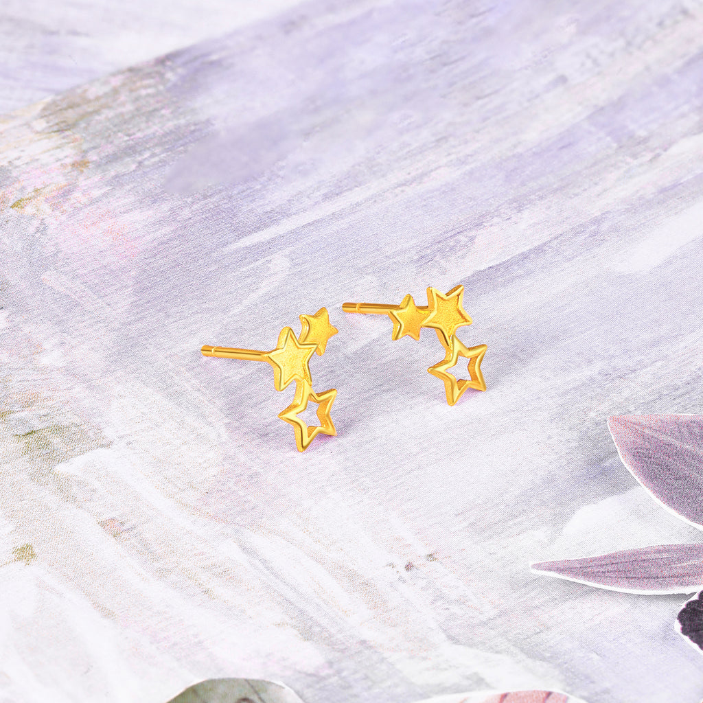 "Fantasy Forest" 999 24K Gold Earrings Star 1.3-1.6g A0913848