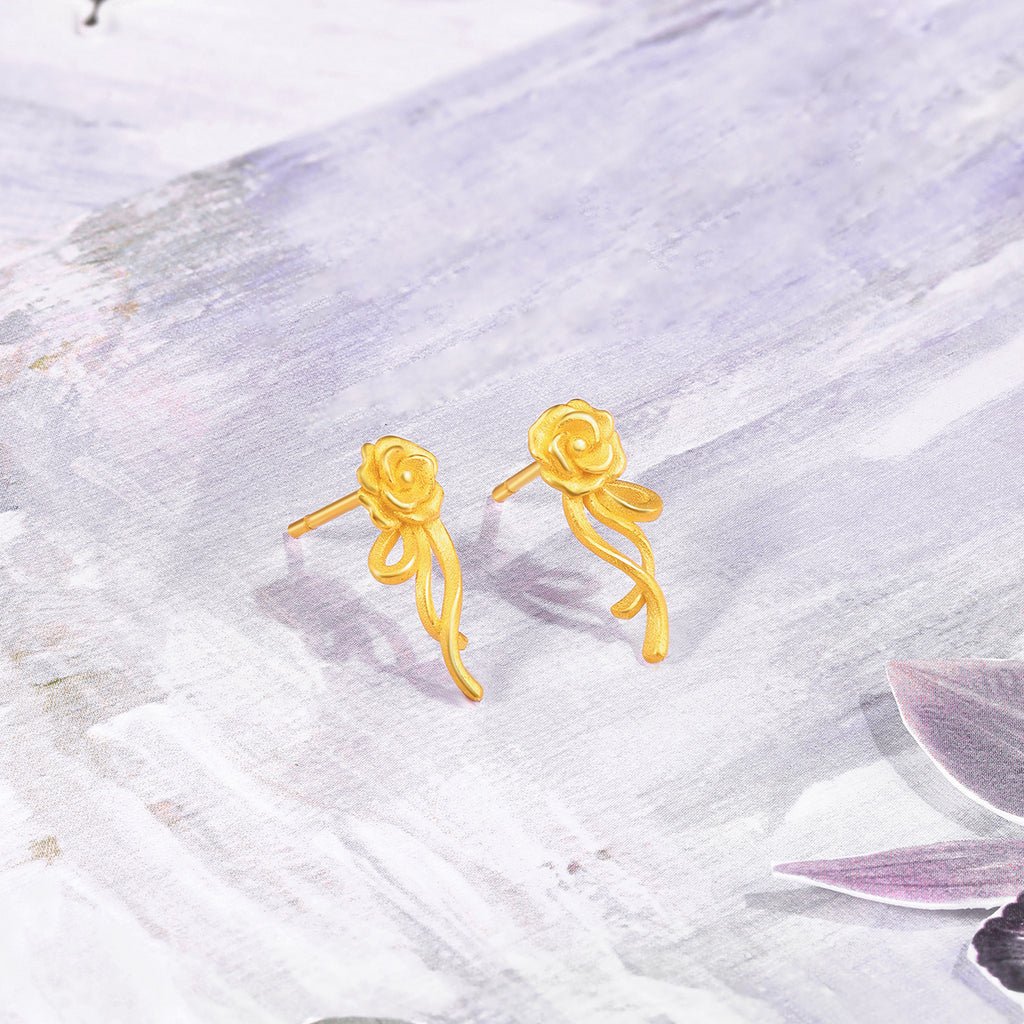 999 24K Gold Earrings Flower 2.5-2.8g A0913830