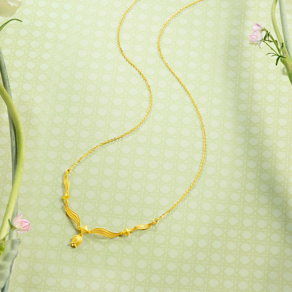 "Annie's Garden" 999 24K Gold Pendant Necklace Flower 3.6-4.2g A0613054