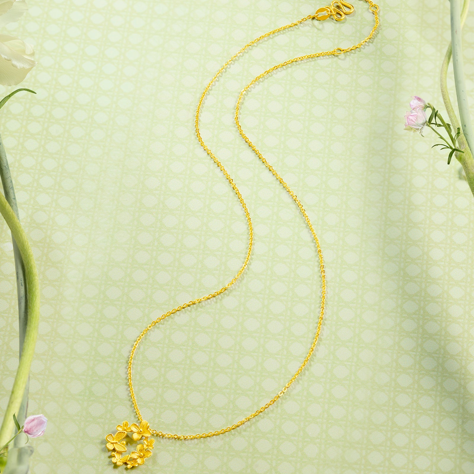 「安妮花園」999 足金吊墜項鍊 花朵 3.3-3.6克 A0613017