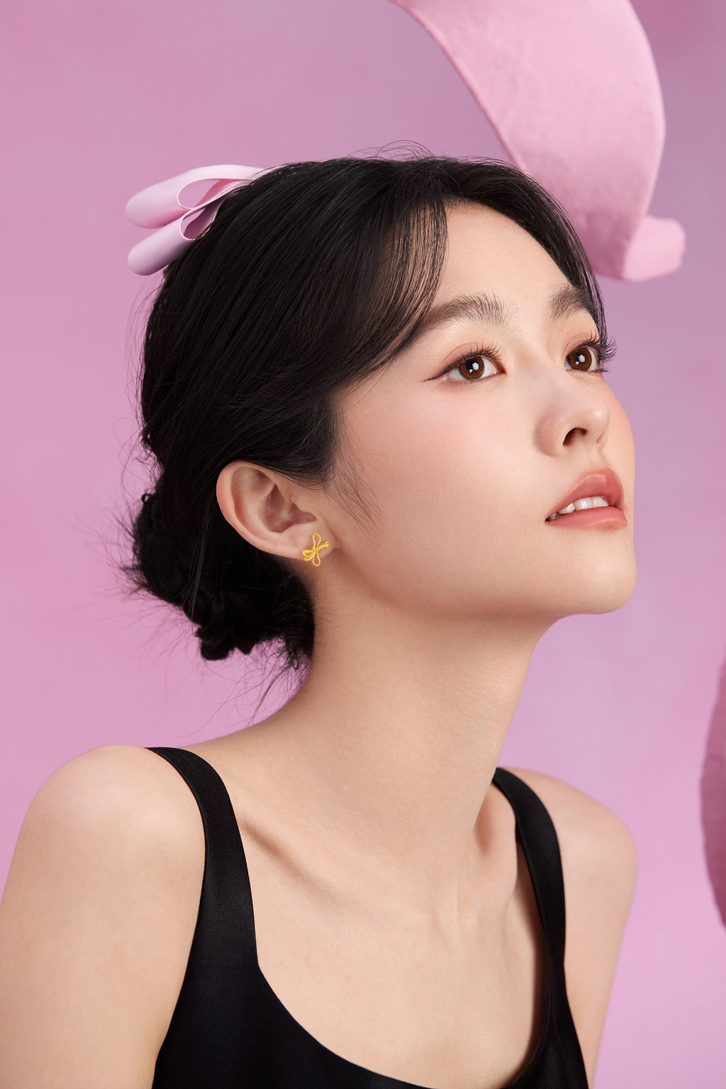 "Girl's Worries" 24K Gold Earrings Bow 1.82-2.62g A0915790