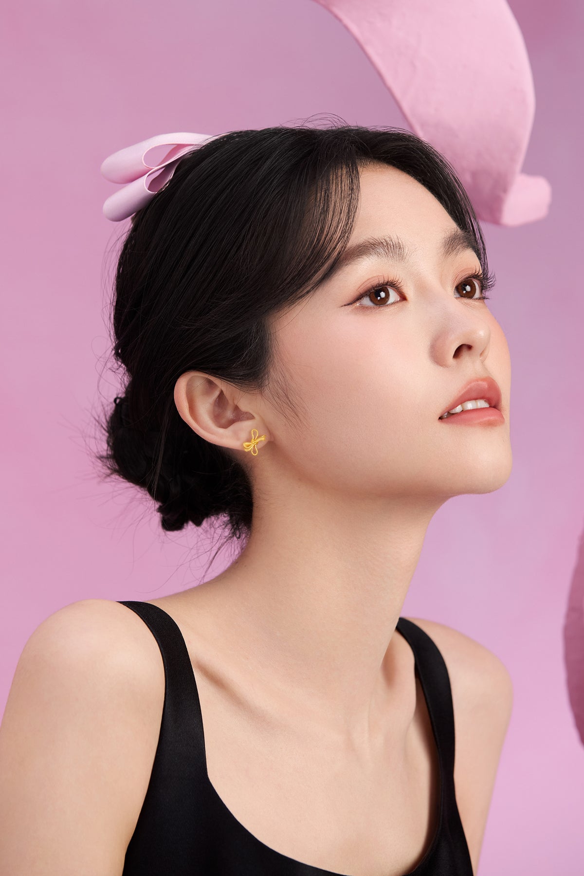 "Girl's Worries" 24K Gold Earrings Bow 1.82-2.62g A0915790