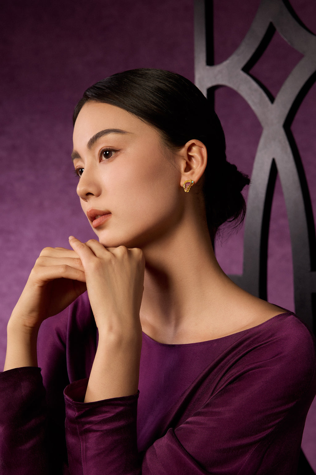 "Chinese Culture Collection - Dan Qing" 24K Gold Earrings Diamond 0.01ct Butterfly 5.4-7.4g W0936610