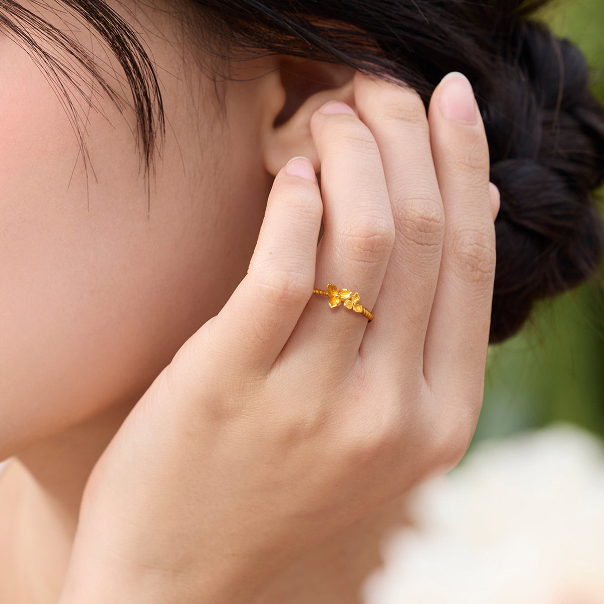 “Dream in the Garden” 999 24K Gold Ring Flower 1.5-2.8g A0115131
