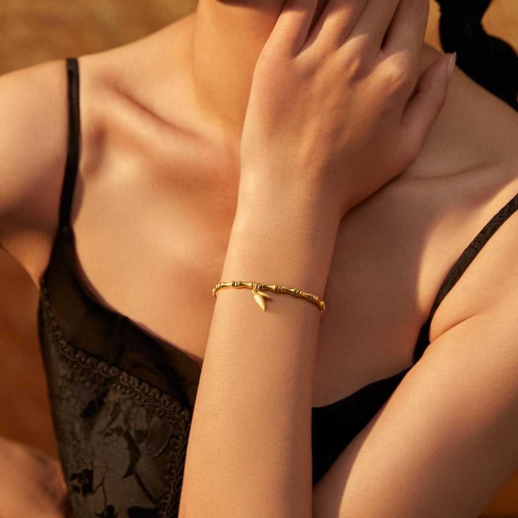 Antiquity Gold' 999.9 24K Gold Beaded Bracelet Bamboo 11.5-12.5g A1911403