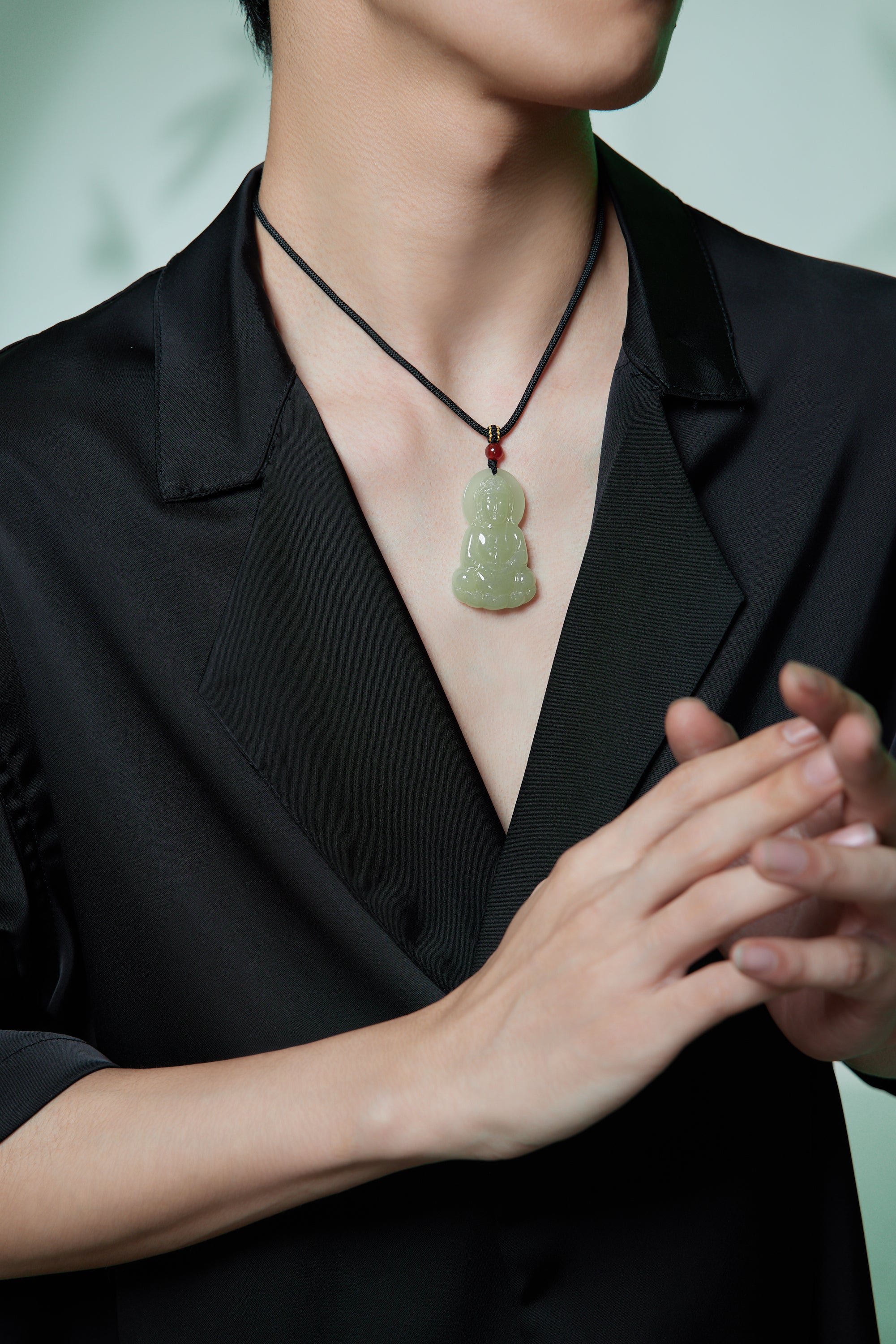 Pendant Hetian Jade Agate 6-6.5mm Guanyin Y0411873