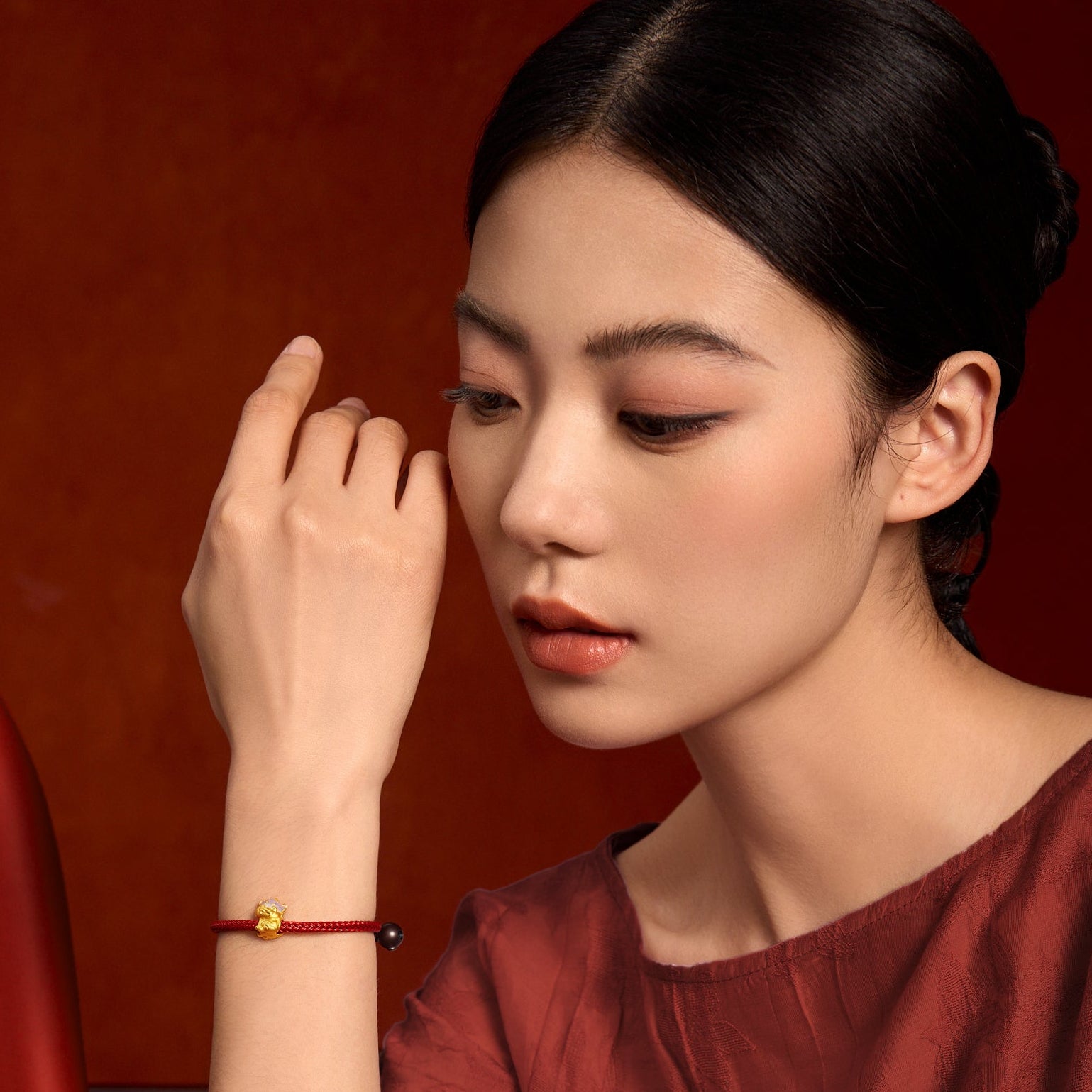 'Jiuhua Mountain' 24K Gold Charm Bracelet Ksitigarbha's Mount Diting 17cm & 19cm A1615444