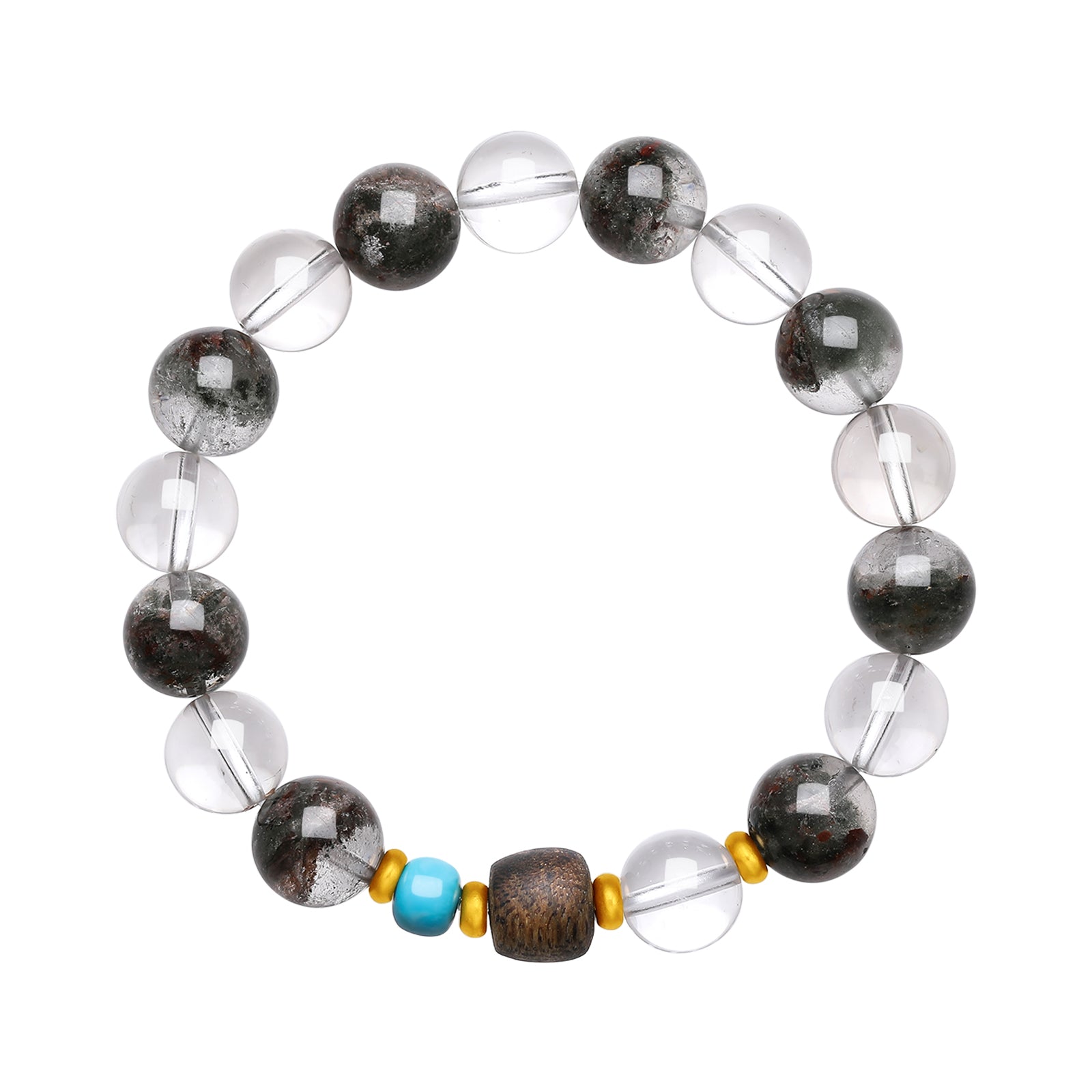 24K Gold Beaded Bracelet Crystal 9.8-10.3mm Turquoise 0.2-0.4g J1916129
