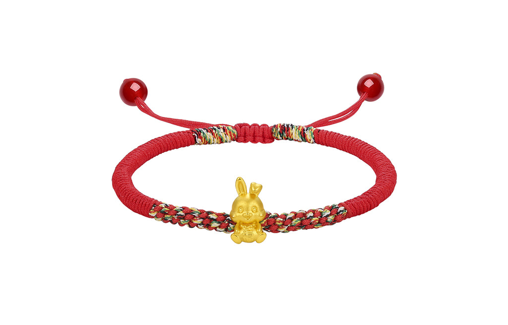"Chinese Zodiac Rabbit" 24K Gold String Bracelet Rabbit 0.35-0.5g A1710485