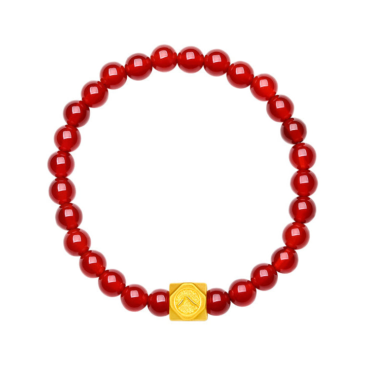 24K Gold Beaded Bracelet Agate 0.6-0.9g Cai A1911357